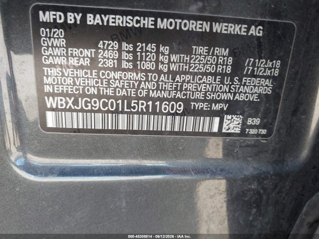 Продажа на аукционе авто 2020 Bmw X1 Xdrive28i, vin: WBXJG9C01L5R11609, номер лота: 45308814
