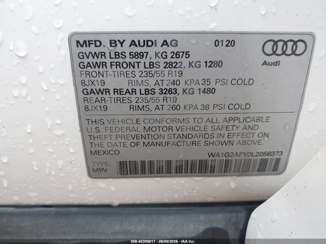 Aukcja sprzedaży 2020 Audi Q5 Premium 55 Tfsi E Quattro S Tronic, vin: WA1G2AFY0L2056373, numer aukcji: 45308817