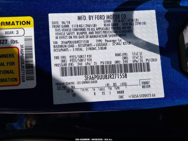 Aukcja sprzedaży 2018 Ford Fusion Hybrid S, vin: 3FA6P0UU8JR271558, numer aukcji: 45308836