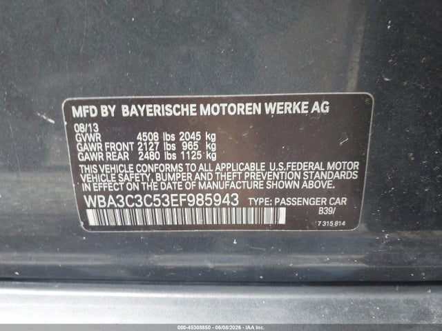 BMW 320i Xdrive 2014 WBA3C3C53EF985943 Image 9