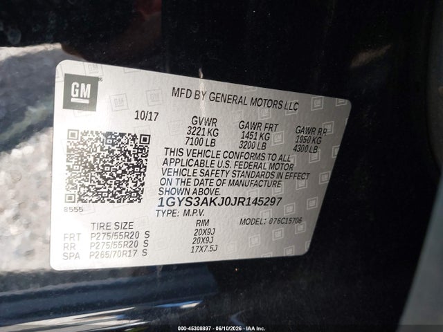 1GYS3AKJ0JR145297 Cadillac Escalade Standard