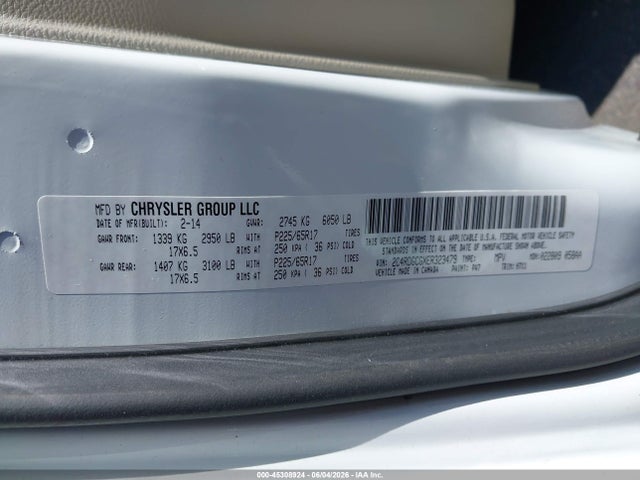 Aukcja sprzedaży 2014 Dodge Grand Caravan Sxt, vin: 2C4RDGCGXER323479, numer aukcji: 45308924