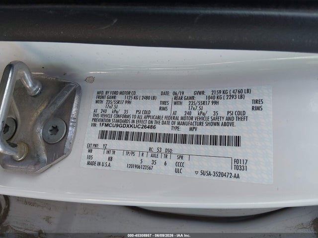 Ford ESCAPE SE 2019 1FMCU9GDXKUC26486 Image 9