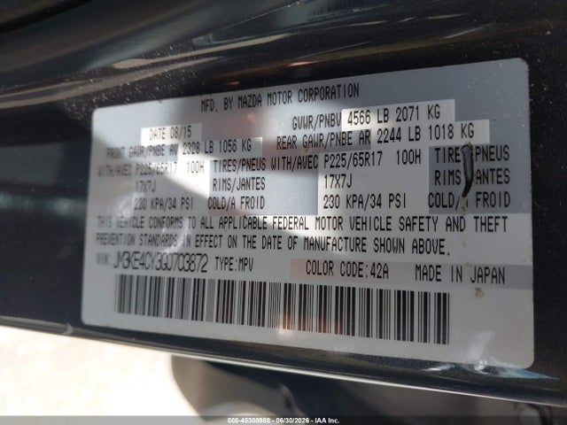 Продаж на аукціоні авто 2016 Mazda Cx-5 Touring, vin: JM3KE4CY3G0703872, номер лоту: 45308988