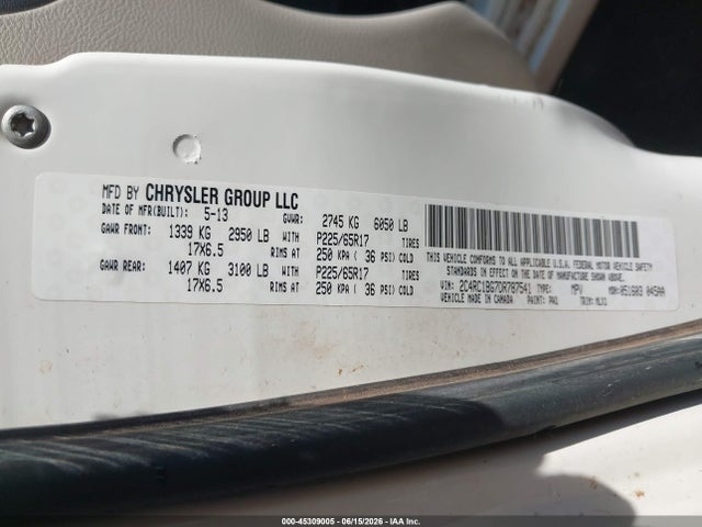 Aukcja sprzedaży 2013 Chrysler Town & Country Touring, vin: 2C4RC1BG7DR787541, numer aukcji: 45309005
