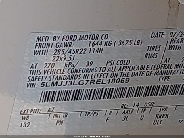 5LMJJ3LG7REL18069 Lincoln Navigator Reserve L