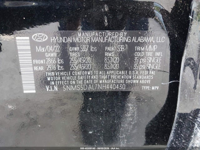 Hyundai Santa Fe Calligraphy 2022 5NMS5DAL7NH440430 Image 9