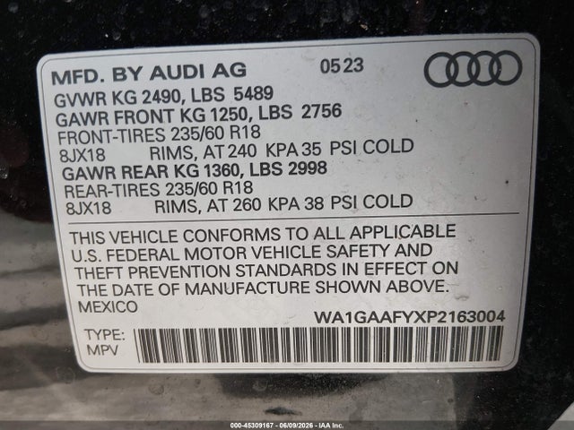 Продажа на аукционе авто 2023 Audi Q5 Premium 45 Tfsi S Line Quattro, vin: WA1GAAFYXP2163004, номер лота: 45309167