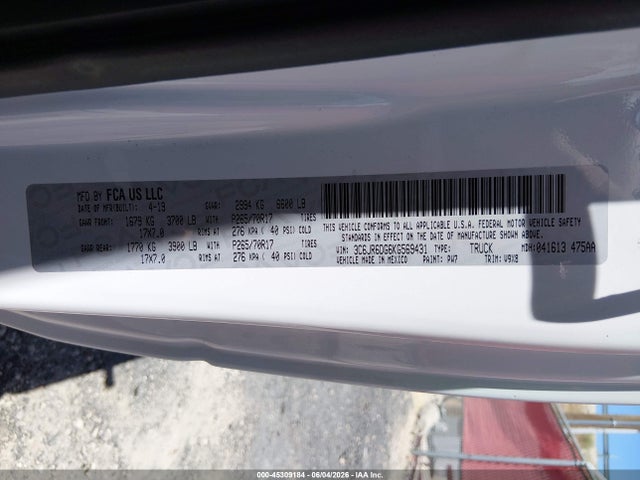 Aukcja sprzedaży 2019 Ram 1500 Classic Tradesman  4x2 8' Box, vin: 3C6JR6DG6KG569431, numer aukcji: 45309184