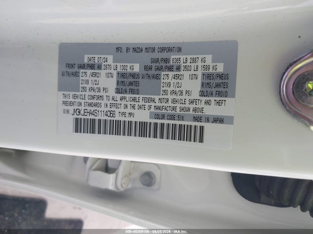 Aukcja sprzedaży 2025 Mazda Cx-70 Phev Premium Plus Package, vin: JM3KJEHA4S1114068, numer aukcji: 45309186