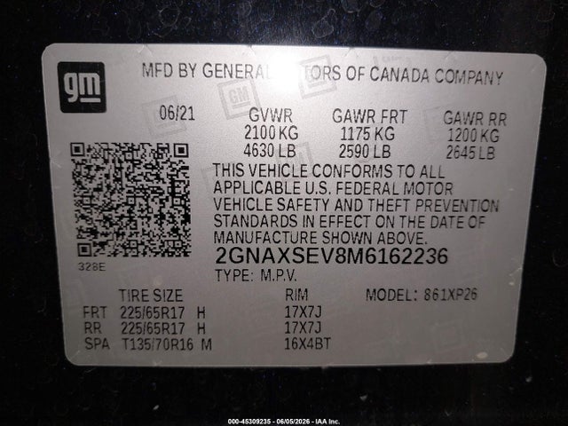 Chevrolet Equinox Awd Ls 2021 2GNAXSEV8M6162236 Image 9