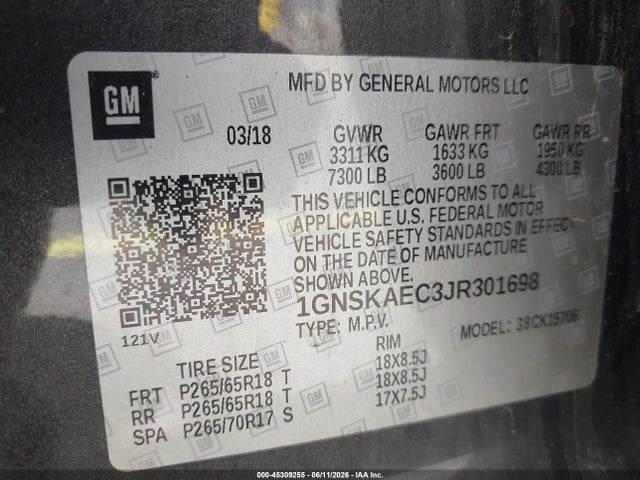 Chevrolet Tahoe Ls 2018 1GNSKAEC3JR301698 Image 9