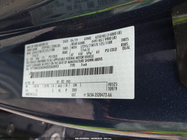 Ford F-350 Xl 2019 1FT8W3D65KEE92953 Image 9