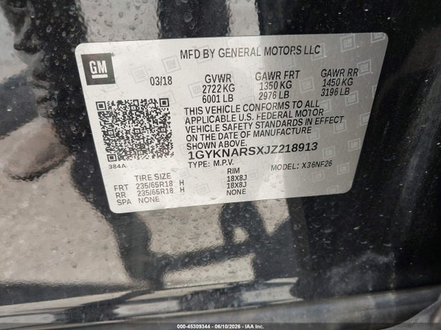 Aukcja sprzedaży 2018 Cadillac Xt5 Standard, vin: 1GYKNARSXJZ218913, numer aukcji: 45309344