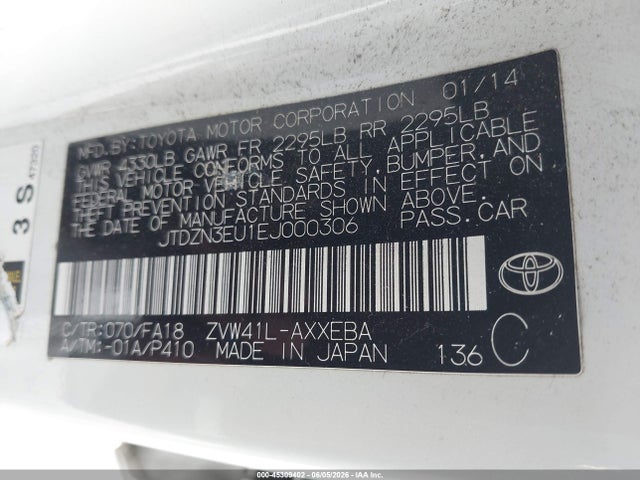 Продажа на аукционе авто 2014 Toyota Prius V Three, vin: JTDZN3EU1EJ000306, номер лота: 45309402
