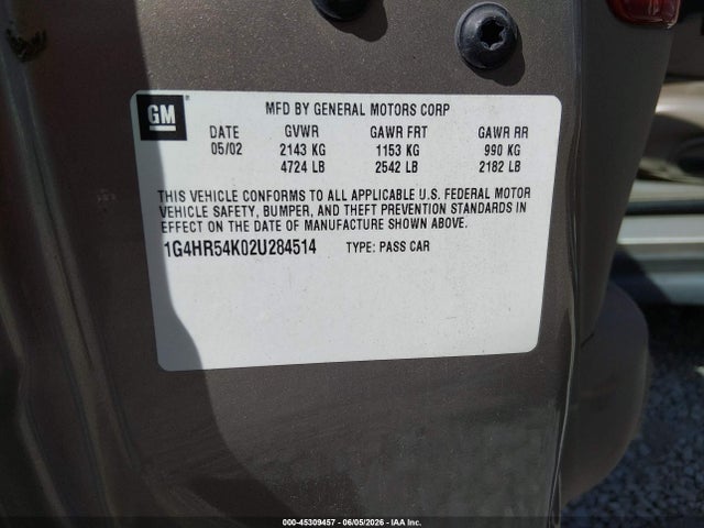 Aukcja sprzedaży 2002 Buick Lesabre Limited, vin: 1G4HR54K02U284514, numer aukcji: 45309457