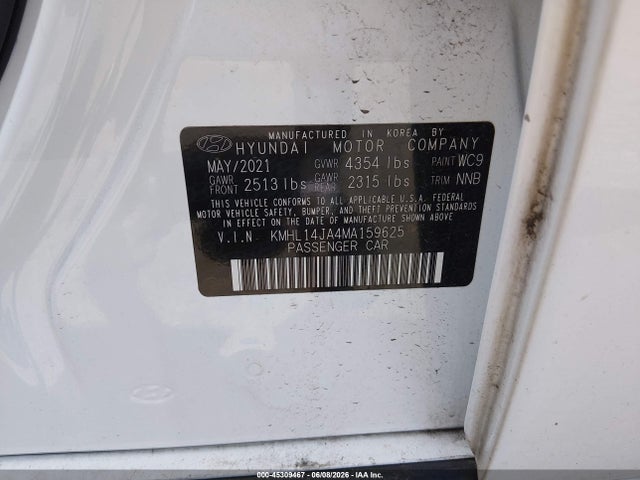 Hyundai SONATA SEL 2021 KMHL14JA4MA159625 Image 9