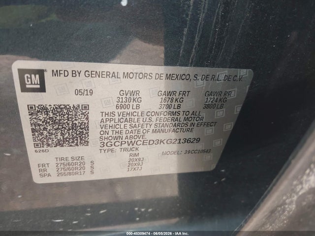 Chevrolet Silverado 1500 Lt 2019 3GCPWCED3KG213629 Image 9