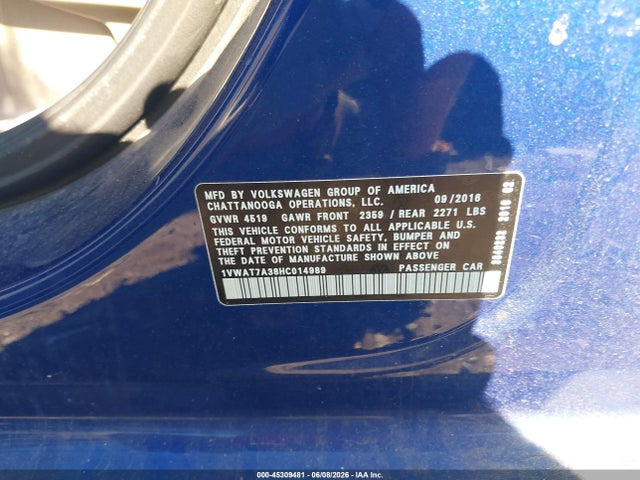 1VWAT7A38HC014989 Volkswagen Passat 1.8t S