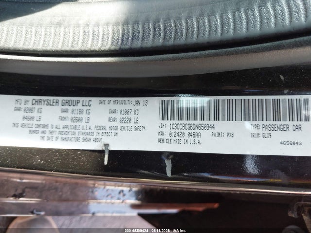 2013 Chrysler 200 Limited მანქანა იყიდება აუქციონზე, vin: 1C3CCBCG6DN650344, აუქციონის ნომერი: 45309424