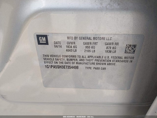 Chevrolet Cruze Ls Auto 2014 1G1PA5SH3E7354498 Image 9