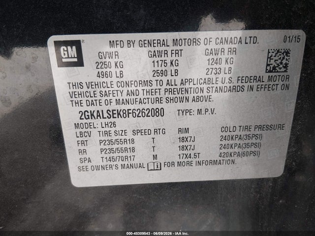 GMC Terrain Slt-1 2015 2GKALSEK8F6262080 Image 9