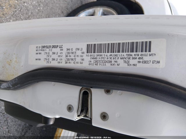 45309548 :رقم المزاد ، 1C6RD7GT2CS243300 vin ، 2012 Ram 1500 Slt مزاد بيع