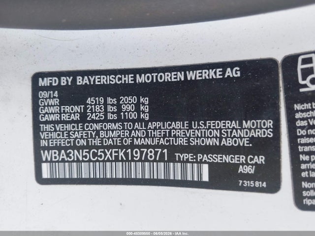 Продажа на аукционе авто 2015 Bmw 428i Xdrive, vin: WBA3N5C5XFK197871, номер лота: 45309550