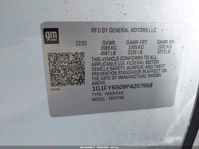 45309572 :رقم المزاد ، 1G1FY6S09P4207968 vin ، 2023 Chevrolet Bolt Euv Fwd Lt مزاد بيع