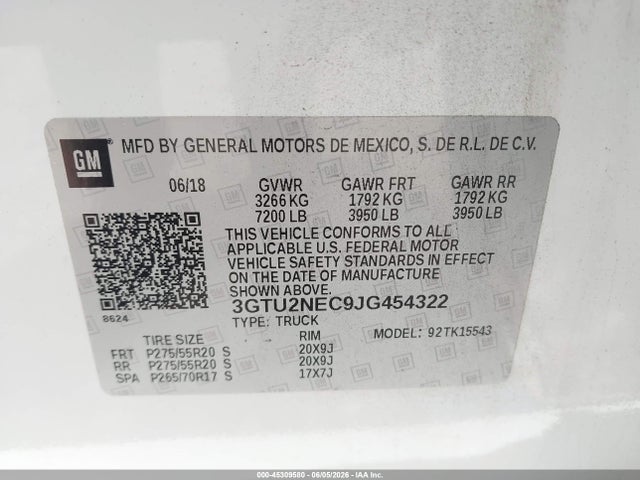 GMC Sierra 1500 Slt 2018 3GTU2NEC9JG454322 Image 9