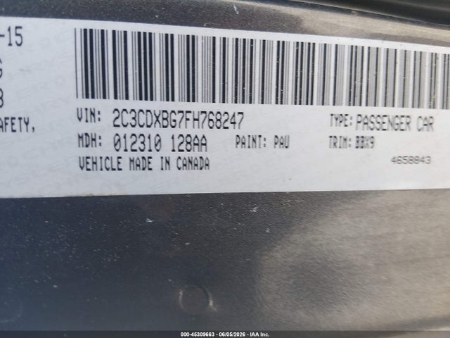 Продажа на аукционе авто 2015 Dodge Charger Se, vin: 2C3CDXBG7FH768247, номер лота: 45309663