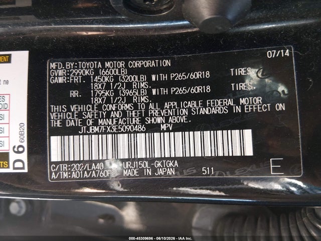JTJBM7FX3E5090486 Lexus GX 460