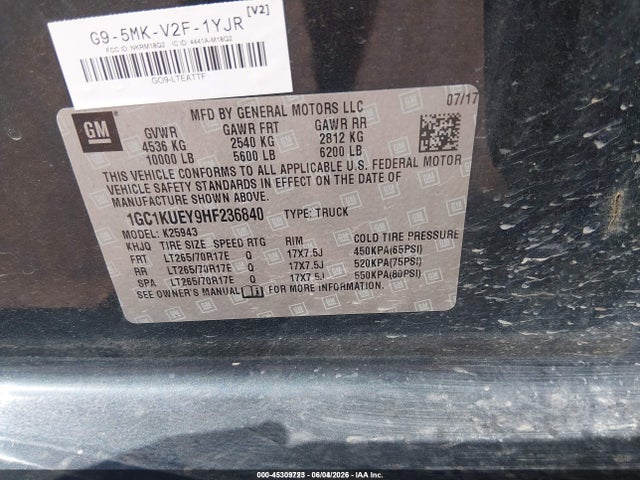 1GC1KUEY9HF236840 Chevrolet Silverado 2500hd Wt