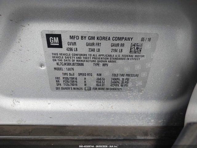 Chevrolet TRAX LS 2018 KL7CJKSBXJB720686 Image 9