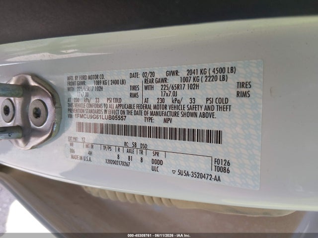 Ford ESCAPE SE 2020 1FMCU9G61LUB05557 Image 9