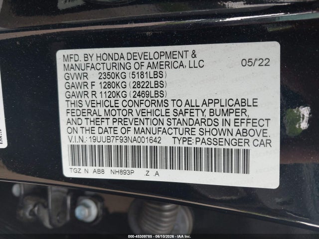 Продаж на аукціоні авто 2022 Acura Tlx Type S - Hp Wheel And Tire, vin: 19UUB7F93NA001642, номер лоту: 45309785