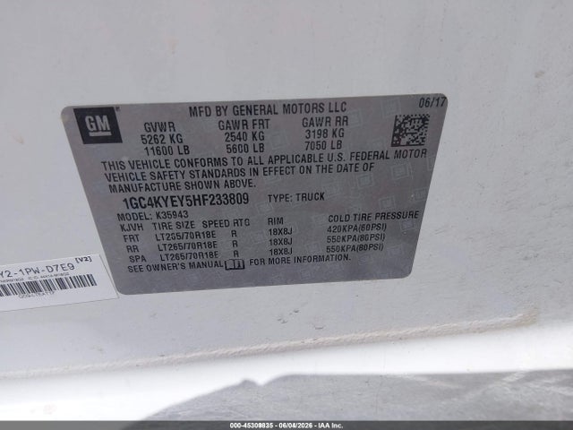Chevrolet Silverado 3500hd Wt 2017 1GC4KYEY5HF233809 Image 9