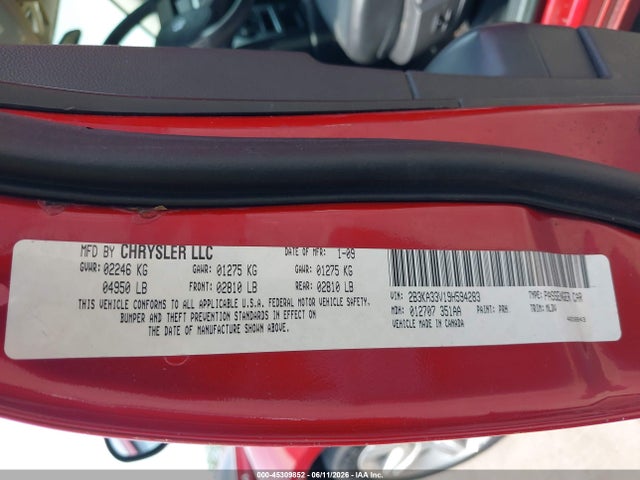 2009 Dodge Charger Sxt მანქანა იყიდება აუქციონზე, vin: 2B3KA33V19H594283, აუქციონის ნომერი: 45309852