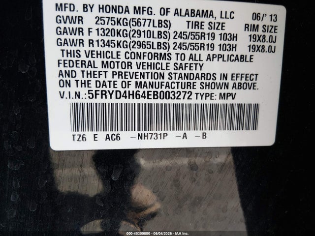 2014 Acura Mdx Technology Pkg W/entertainment Pkg მანქანა იყიდება აუქციონზე, vin: 5FRYD4H64EB003272, აუქციონის ნომერი: 45309880