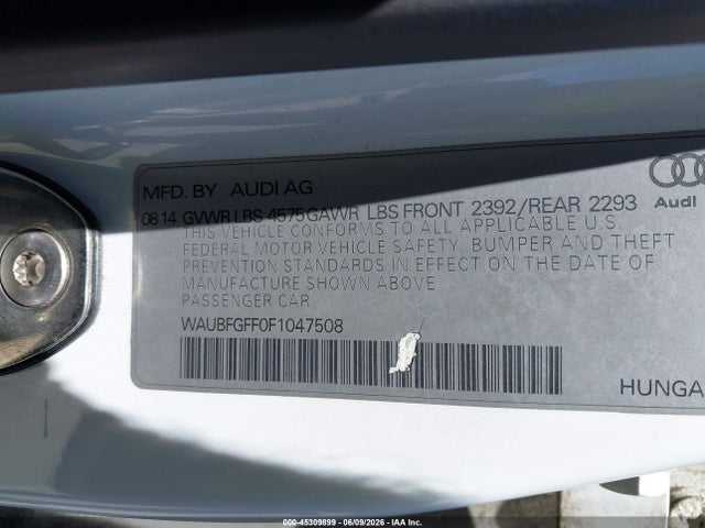 45309899 :رقم المزاد ، WAUBFGFF0F1047508 vin ، 2015 Audi A3 2.0t Premium مزاد بيع