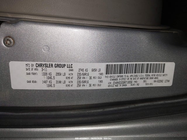 2011 Dodge Grand Caravan Crew მანქანა იყიდება აუქციონზე, vin: 2D4RN5DG5BR718958, აუქციონის ნომერი: 45309921