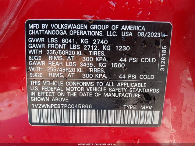 45309975 :رقم المزاد ، 1V2WNPE87PC045866 vin ، 2023 Volkswagen Id.4 Awd Pro S مزاد بيع