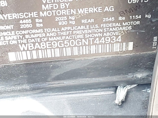 Aukcja sprzedaży 2016 Bmw 328i, vin: WBA8E9G50GNT44934, numer aukcji: 45309996