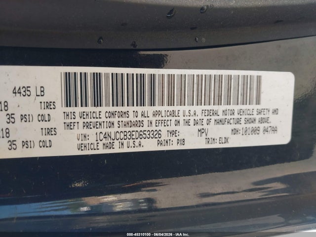 Jeep Compass Limited 2014 1C4NJCCB3ED653326 Image 9