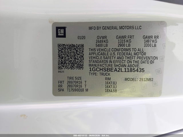 1GCHSBEA2L1185435 Chevrolet Colorado 2wd Long Box Wt
