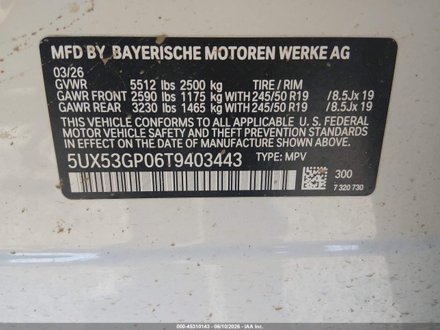 BMW X3 30 Xdrive 2026 5UX53GP06T9403443 Image 9