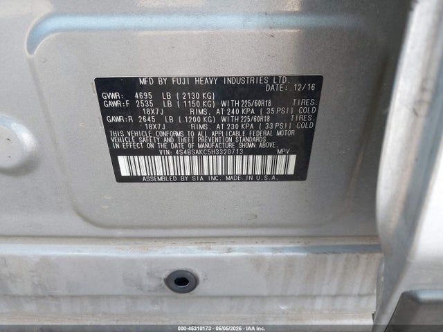 Subaru Outback 2.5i Limited 2017 4S4BSAKC5H3320713 Image 9