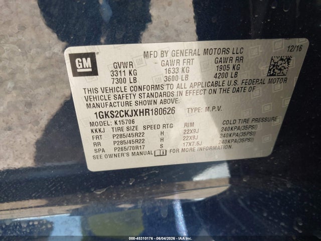 Продажа на аукционе авто 2017 Gmc Yukon Denali, vin: 1GKS2CKJXHR180626, номер лота: 45310176