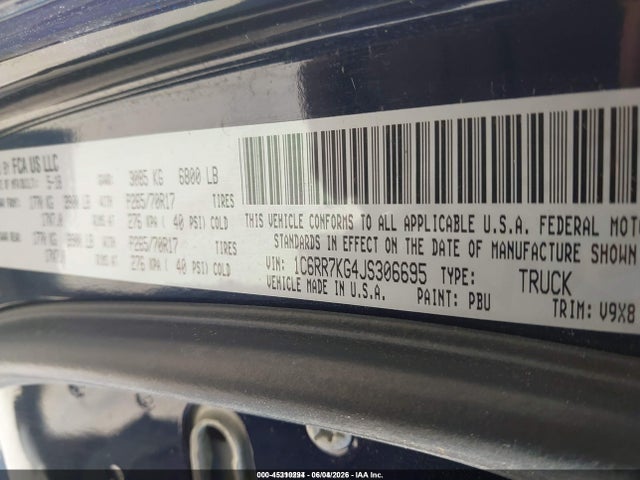 Продаж на аукціоні авто 2018 Ram 1500, vin: 1C6RR7KG4JS306695, номер лоту: 45310294
