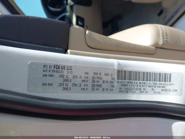 Продаж на аукціоні авто 2015 Jeep Grand Cherokee Overland, vin: 1C4RJECG1FC167145, номер лоту: 45310310